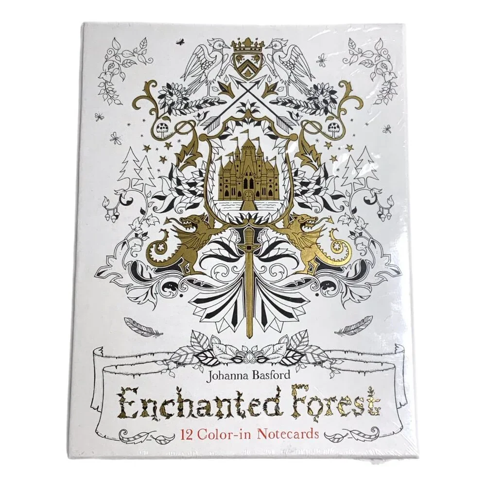 Johanna Basford Enchanted Forest 12 Color-In Notecards Sealed